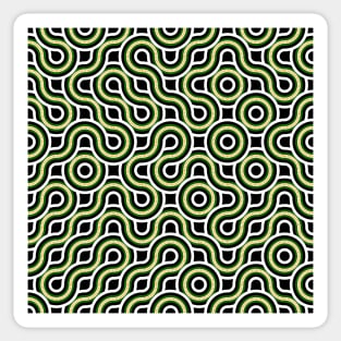 Truchet - Abstract curves green / black / yellow Sticker